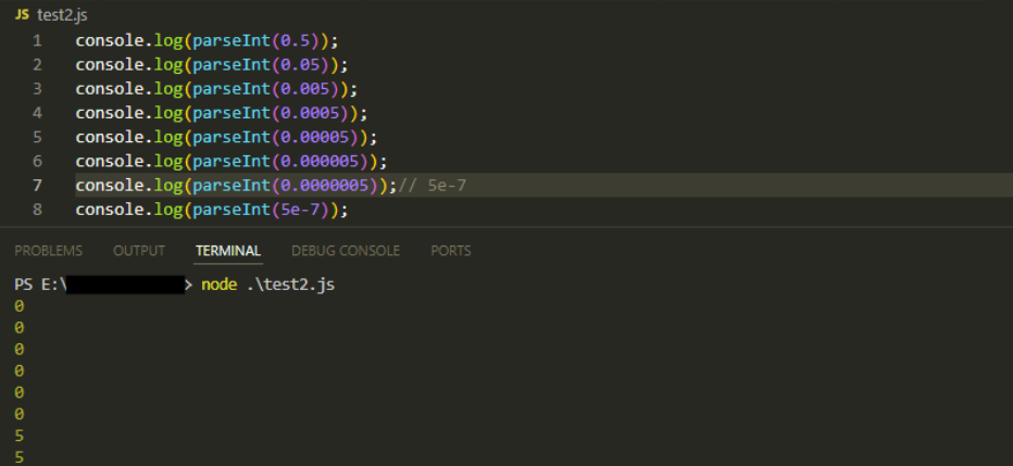 parseInt() Output